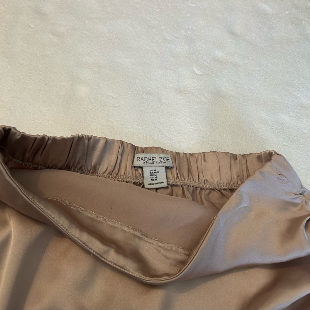Rachel Zoe champagne silky elastic waist slit skirt - Picture 9 of 9